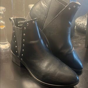 Time and Tru Black Ankle Booties with Stud Detailing